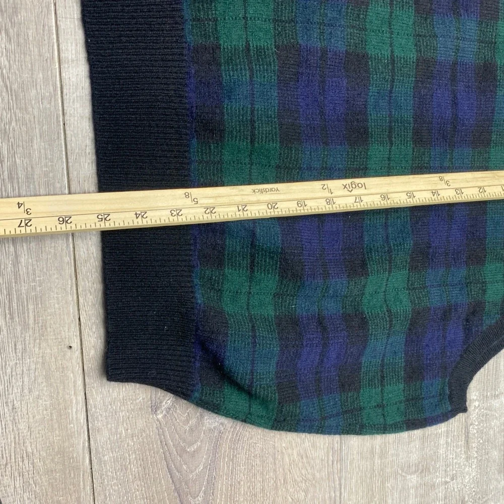 Polo Ralph‎ Lauren Sweater Vest Mens XL Blue Green Plaid 100% Lambswool V-Neck